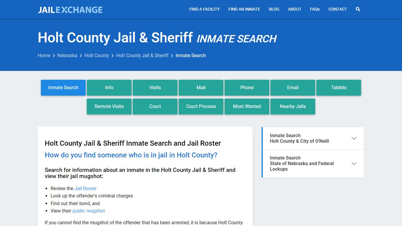 Inmate Search: Roster & Mugshots - Holt County Jail & Sheriff, NE