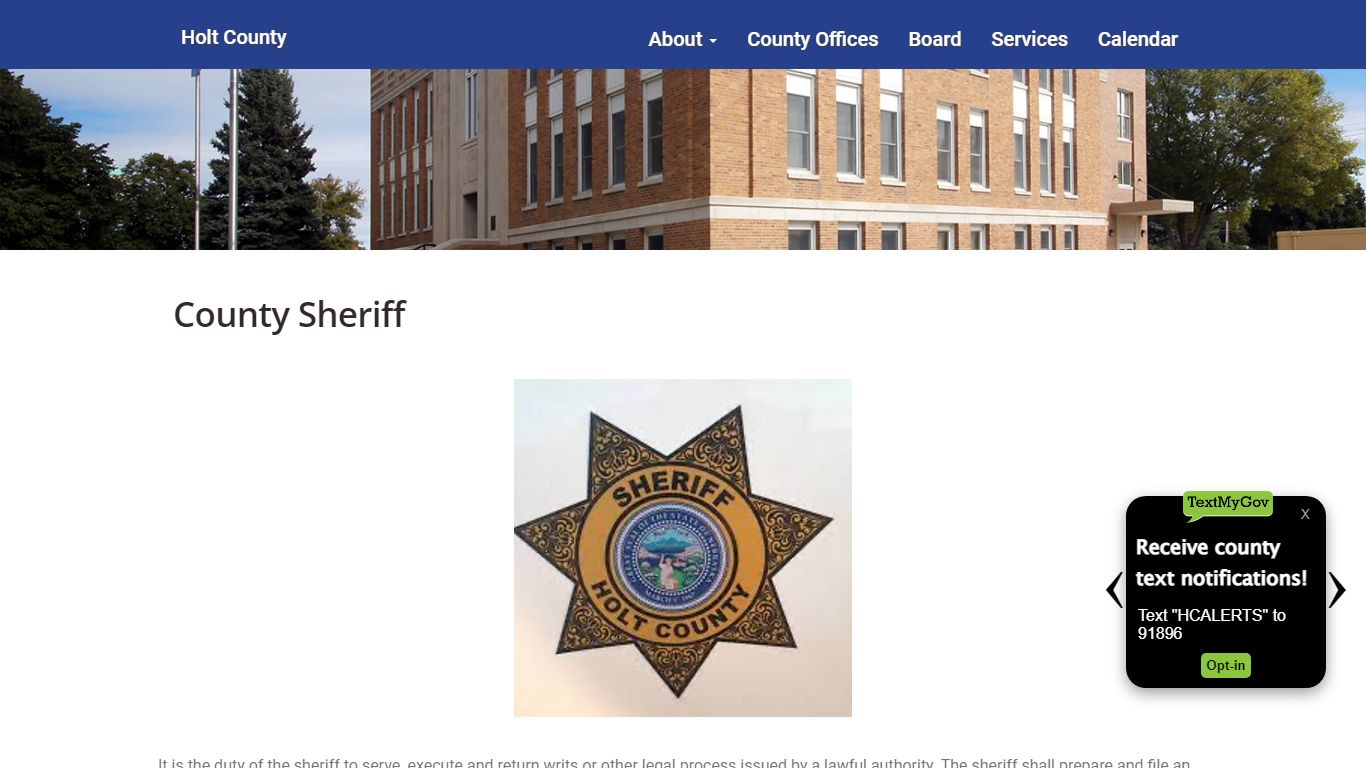 County Sheriff | Holt County